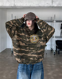 American embroidery camo overfit hoodie