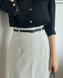 Della Pintuck A-Line Long Skirt (Belt Set)