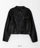 Hepo non-collar cropped leather jumper