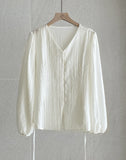 Mion V-neck Shirring Strap Blouse