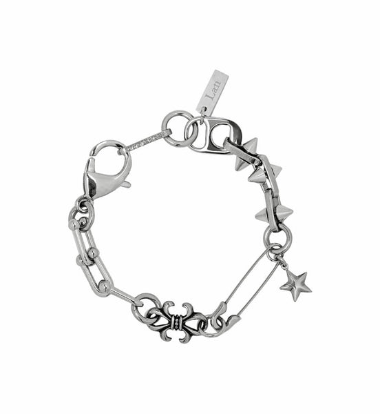 ブレスレット LANARCHIVE cross mix chain bracelet 2plan (ツープラン) - [LAN ARCHIVE]パンクミックスチェーン