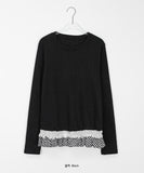 Hentoy Brushed Check Frill Layered Long Sleeve Tee