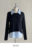 Milo color matching shirt collar cable knit