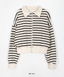 Acop stripe collar zip-up cardigan