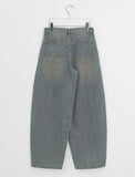Trad Curved Washed Denim Balloon Wide Pants