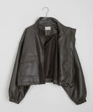 Fukui Pocket String Crop Leather Jumper