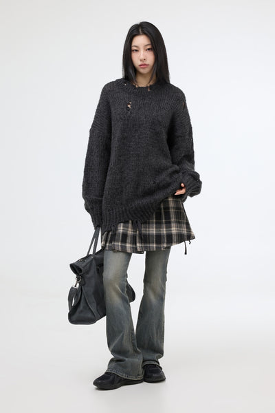 【PORTERNA】Fordman Check Flared Mid-Length Skirt PORTERNA(ポルテナ) - ノミクチェックラップミディ丈スカート