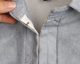 Curvil mesh fake denim printed see-through color matching hook cardigan