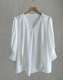 Carriet Chiffon Tie Three Quarter Blouse