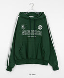Yunaki Track Color Matching Raglan Lettering Hoodie
