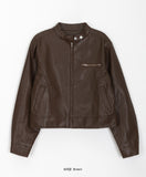 Hepo non-collar cropped leather jumper