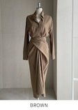 Rislow Collar Shirt Wrap Dress