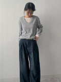 Alpha button V-neck loose fit knit
