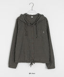 Heiki Pocket String Check Hood Shirt