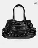 Tommy Stud Zipper Leather Shoulder Bag