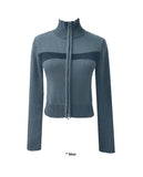 2WAY BLOCK KNIT ZIP-UP