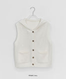 Egelli Cable Button Hood Knit Vest