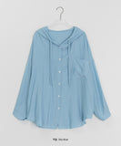 Youkus Summer Hood See-through Long Sleeve Shirt