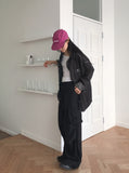 Adic Double Pocket Pintuck Cargo Two-Way Long Wide Jogger Pants