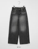 Tume Washing Cut Denim Wide Pants