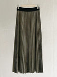 Colby Suede Belt Banding Pleated Skirt