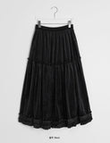 Tookits banding frill brushed long skirt