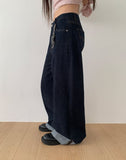 American Made Non-Fade Roll-Up Pocket Wide Denim Long Pants