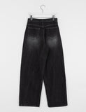 Hoku Crack Washing Wide Denim Pants