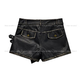 Alden double-belted leather shorts