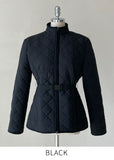 Robel High Neck Quilting Half Lightweight Padding Zip-Up Jacket (Belt Set)