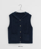 Egelli Cable Button Hood Knit Vest