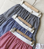Dite Check Color Matching Banding Flare Skirt