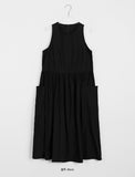 Fanati pocket pin tuck flare long one piece