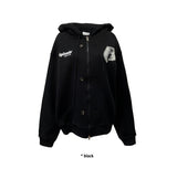 LOG BUTTON BRUSHED HOOD ZIP-UP