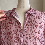 Ser Leopard Chiffon Shirring Blouse