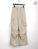 Adic Double Pocket Pintuck Cargo Two-Way Long Wide Jogger Pants
