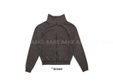 STRIPE HIGH NECK ZIP-UP