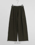 Wet Nylon Cargo Wide Pants