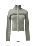 2WAY BLOCK KNIT ZIP-UP