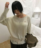 LOOSE BOUCLE DAMAGE KNIT