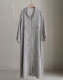 Drian Striped Collar Shirt Long Dress (BeltSet)