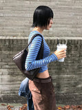 (Brushed) TIE-BACK STRIPE LONGSLEEVE
