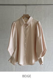 Bland Pintuck Puff Collar Shirt
