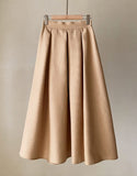Mazren Jacquard Banding Pleat Long Skirt