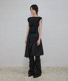 Asymmetrical Draped Midi Skirt