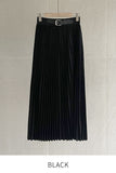 Colby Suede Belt Banding Pleated Skirt