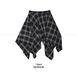 (Brushed) LAYERED CHECK UNBALANCE SKIRT