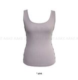SIDE BUTTON RIB SLEEVELESS