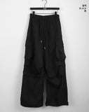 Adic Double Pocket Pintuck Cargo Two-Way Long Wide Jogger Pants