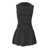 Hooded High Neck Dress